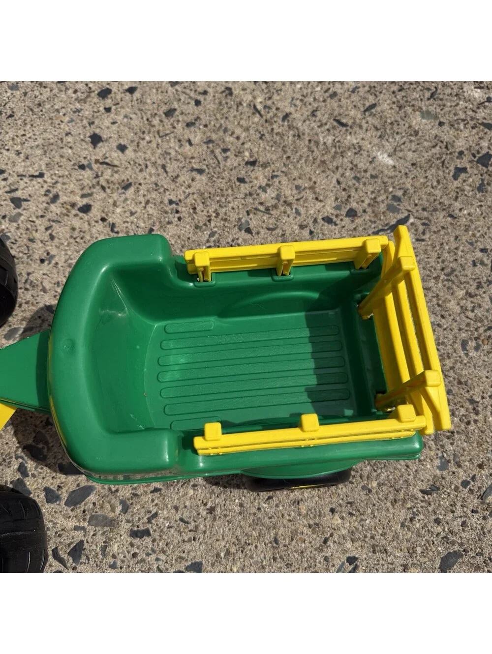 Vintage 1990s Tonka Tractor Trailer Wagon Cart With Gate Plastic Green Yellow